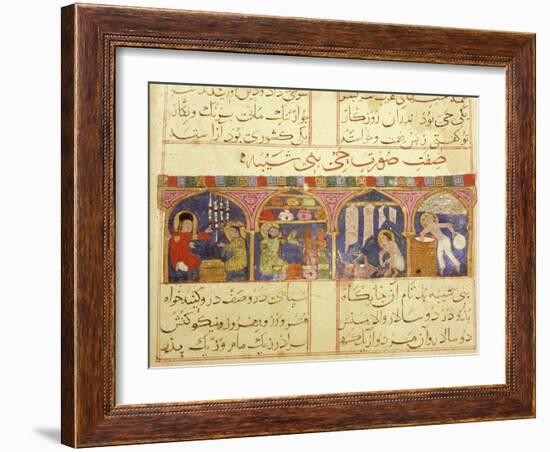 Scene from the only known illustrated manuscript of the poem, the Romance of Varqa and Gulshah-Werner Forman-Framed Giclee Print