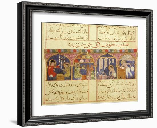 Scene from the only known illustrated manuscript of the poem, the Romance of Varqa and Gulshah-Werner Forman-Framed Giclee Print