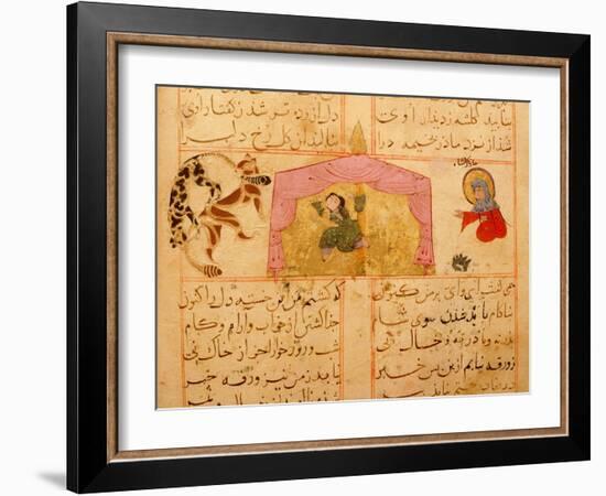 Scene from the only known illustrated manuscript of the poem, the Romance of Varqa and Gulshah-Werner Forman-Framed Giclee Print