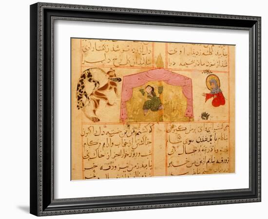 Scene from the only known illustrated manuscript of the poem, the Romance of Varqa and Gulshah-Werner Forman-Framed Giclee Print