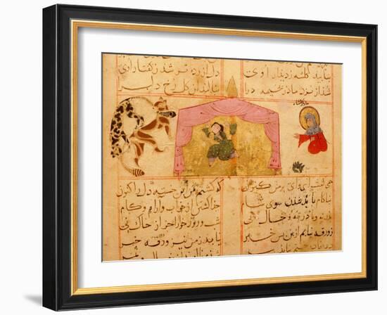 Scene from the only known illustrated manuscript of the poem, the Romance of Varqa and Gulshah-Werner Forman-Framed Giclee Print