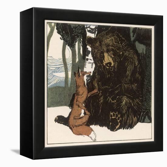 Scene from the Story Showing a Fox in Conversation with the Bear-A Weisgerber-Framed Premier Image Canvas