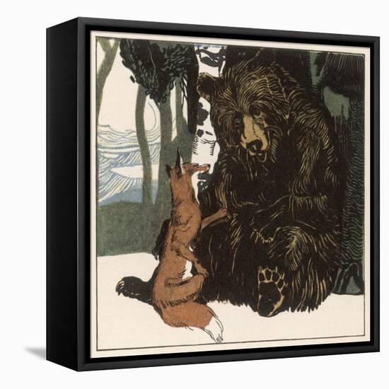 Scene from the Story Showing a Fox in Conversation with the Bear-A Weisgerber-Framed Premier Image Canvas