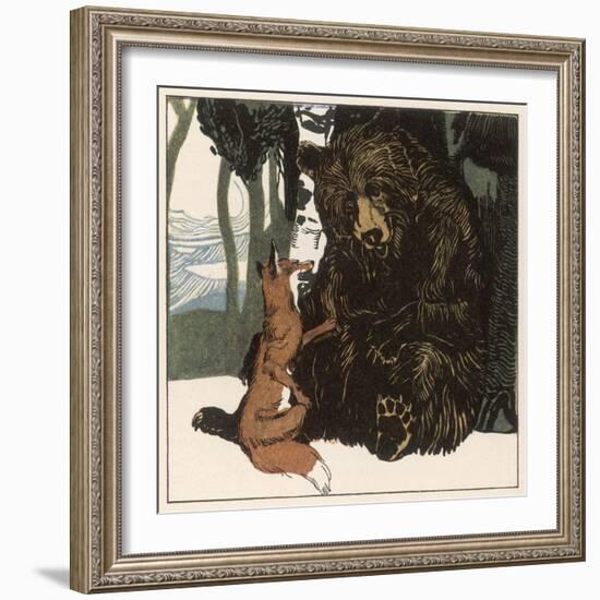 Scene from the Story Showing a Fox in Conversation with the Bear-A Weisgerber-Framed Photographic Print