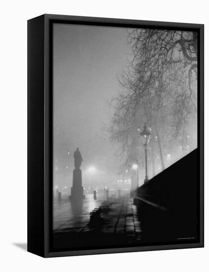 Scene from the Streets of London, as Afternoon Fog Turns Day Into Night-Carl Mydans-Framed Premier Image Canvas