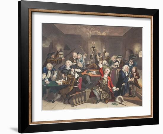 Scene in a Gaming House, Plate VI from 'A Rake's Progress, Illustration from 'Hogarth Restored:…-William Hogarth-Framed Giclee Print