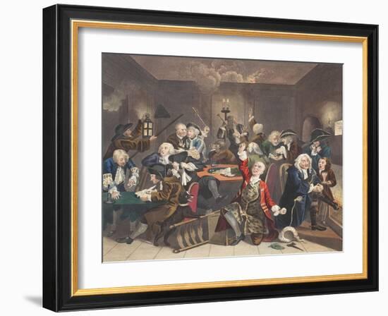 Scene in a Gaming House, Plate VI from 'A Rake's Progress, Illustration from 'Hogarth Restored:…-William Hogarth-Framed Giclee Print