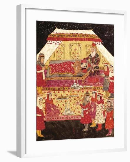 Scene in a Harem, Miniature from Shahnameh or the Persian Book of Kings-null-Framed Giclee Print