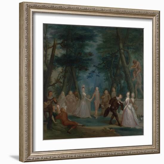 Scene in a Park, with Figures from the Commedia Dell'Arte, C.1735-Marcellus the Younger Laroon-Framed Giclee Print