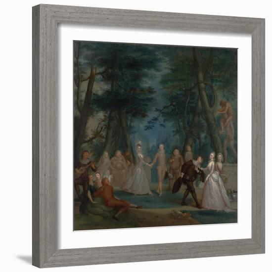 Scene in a Park, with Figures from the Commedia Dell'Arte, C.1735-Marcellus the Younger Laroon-Framed Giclee Print