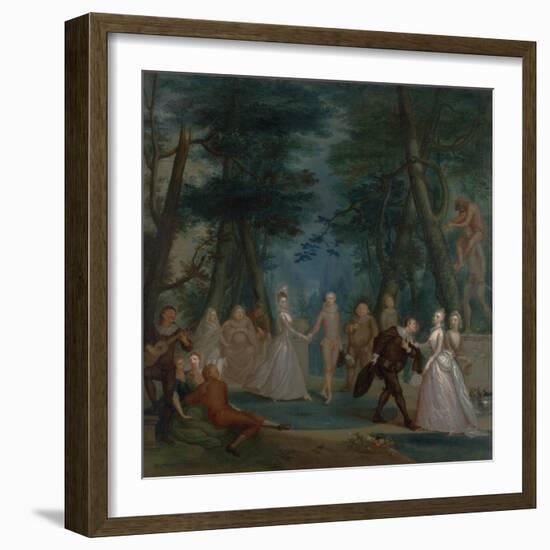 Scene in a Park, with Figures from the Commedia Dell'Arte, C.1735-Marcellus the Younger Laroon-Framed Giclee Print