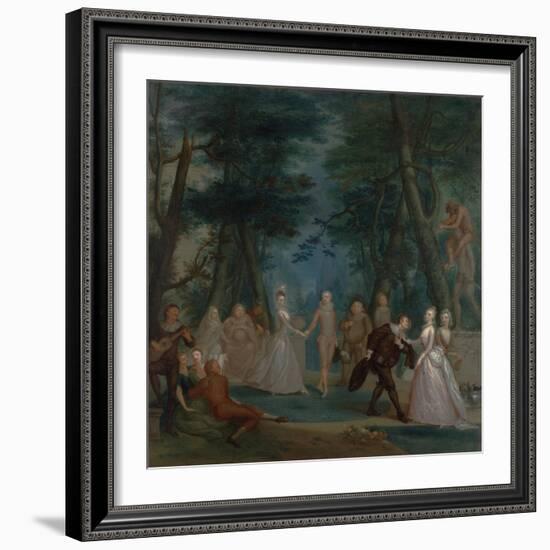 Scene in a Park, with Figures from the Commedia Dell'Arte, C.1735-Marcellus the Younger Laroon-Framed Giclee Print