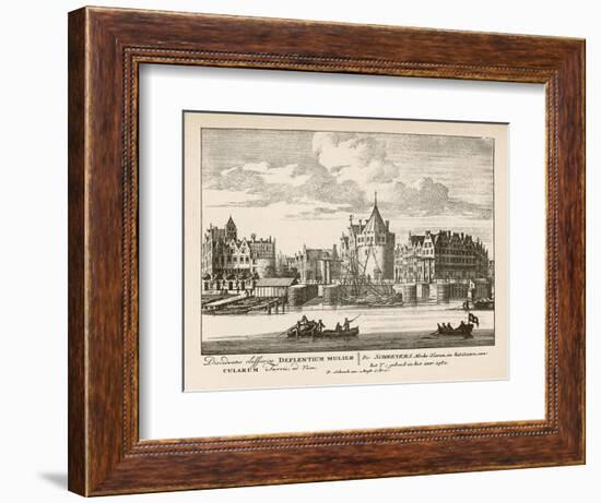 Scene in Amsterdam: Boats on the City's Waterways-P. Schenck-Framed Art Print