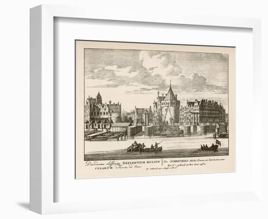 Scene in Amsterdam: Boats on the City's Waterways-P. Schenck-Framed Art Print