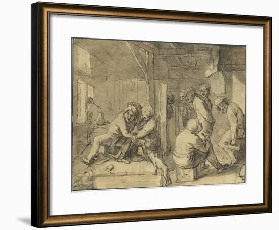 Scene in an Inn-Adriaen Brouwer-Framed Lithograph