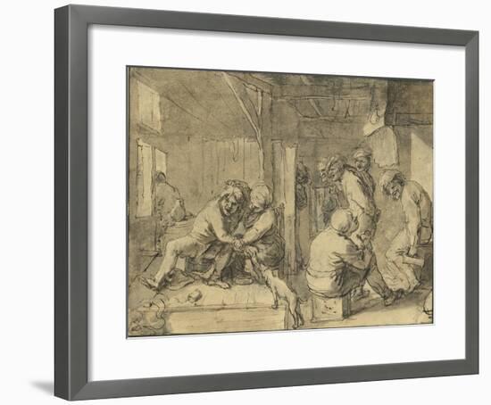 Scene in an Inn-Adriaen Brouwer-Framed Lithograph