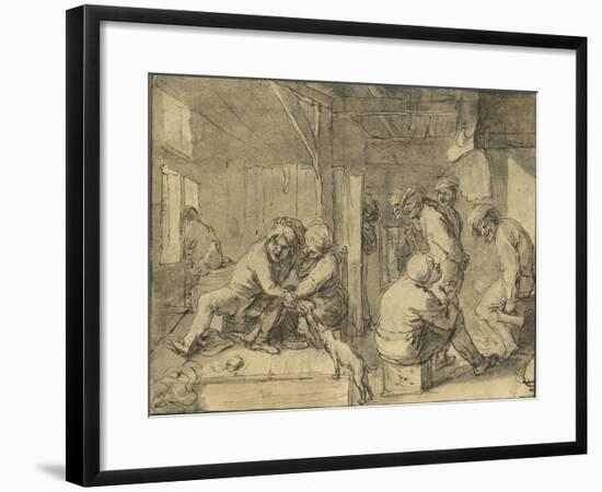 Scene in an Inn-Adriaen Brouwer-Framed Lithograph