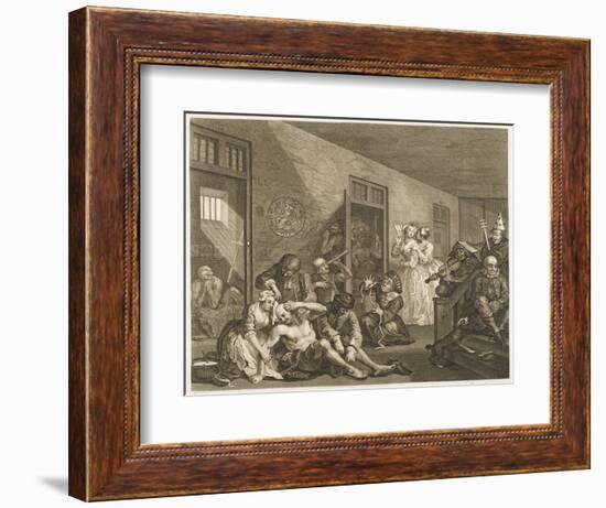 Scene in Bedlam Asylum-William Hogarth-Framed Art Print