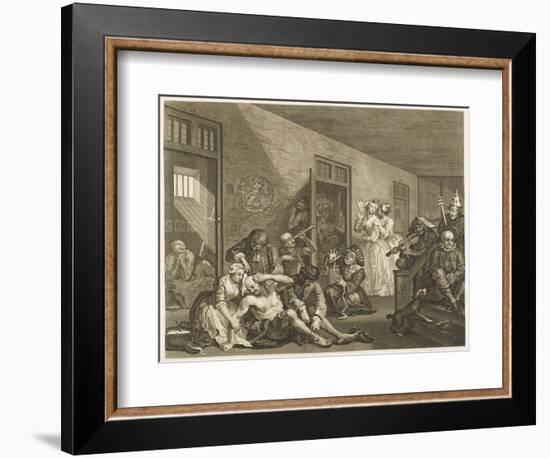 Scene in Bedlam Asylum-William Hogarth-Framed Art Print