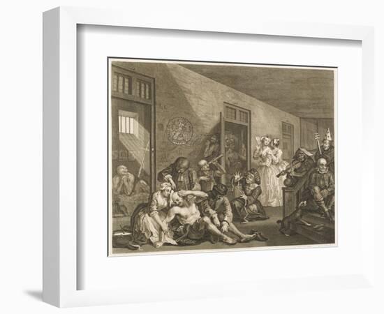 Scene in Bedlam Asylum-William Hogarth-Framed Art Print