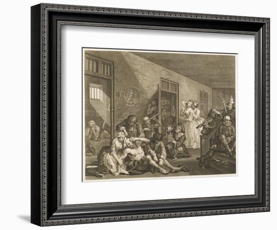 Scene in Bedlam Asylum-William Hogarth-Framed Art Print