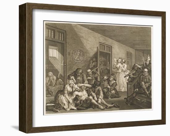 Scene in Bedlam Asylum-William Hogarth-Framed Art Print