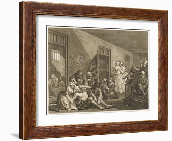 Scene in Bedlam Asylum-William Hogarth-Framed Art Print