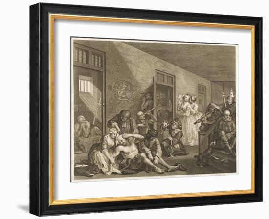 Scene in Bedlam Asylum-William Hogarth-Framed Art Print