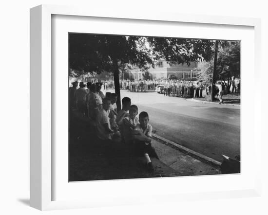 Scene in Front of Clinton High School on the First Day of Intergration-null-Framed Photographic Print