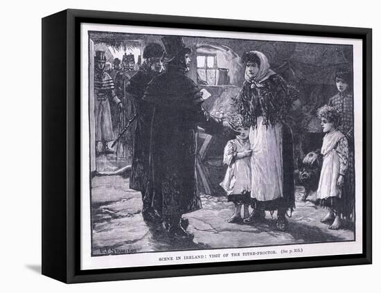 Scene in Ireland: Visit of the Tithe Proctor Ad 1832-E. F. Stanbury-Framed Premier Image Canvas