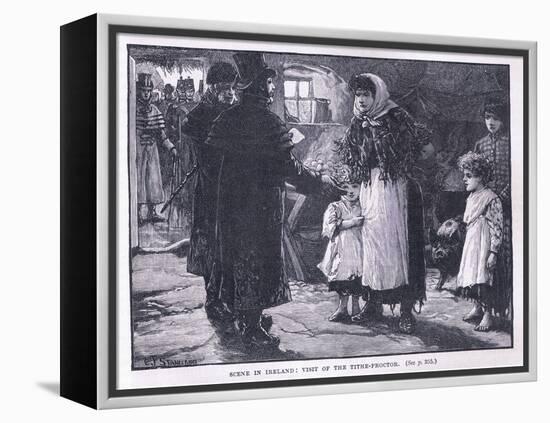 Scene in Ireland: Visit of the Tithe Proctor Ad 1832-E. F. Stanbury-Framed Premier Image Canvas