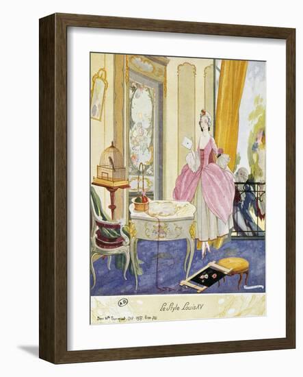 Scene in Style of Louis XV, Theatrical Setting, Watercolor, 1922-Umberto Brunelleschi-Framed Giclee Print