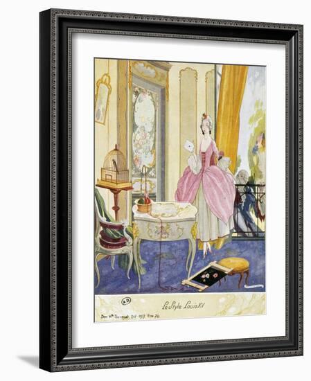 Scene in Style of Louis XV, Theatrical Setting, Watercolor, 1922-Umberto Brunelleschi-Framed Giclee Print
