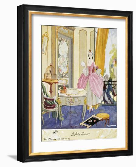 Scene in Style of Louis XV, Theatrical Setting, Watercolor, 1922-Umberto Brunelleschi-Framed Giclee Print