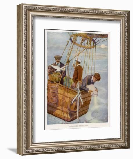 Scene in the Basket of a Balloon. One Man Consults the Altimeter-null-Framed Photographic Print