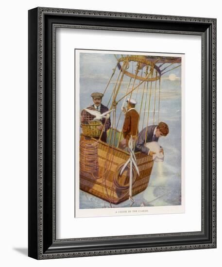 Scene in the Basket of a Balloon. One Man Consults the Altimeter--Framed Photographic Print