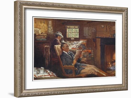 Scene in the Office at Robundara Sheep Station-Percy F.s. Spence-Framed Art Print