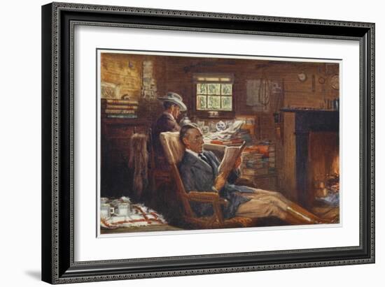 Scene in the Office at Robundara Sheep Station-Percy F.s. Spence-Framed Art Print