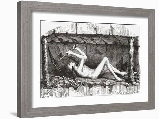 Scene Inside an English Coal Mine, Early 19th Century-null-Framed Giclee Print