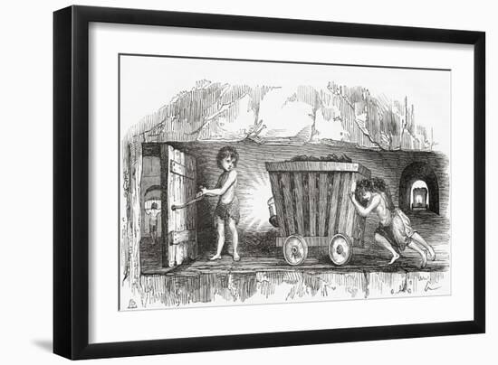 Scene Inside an English Coal Mine, Early 19th Century-null-Framed Giclee Print