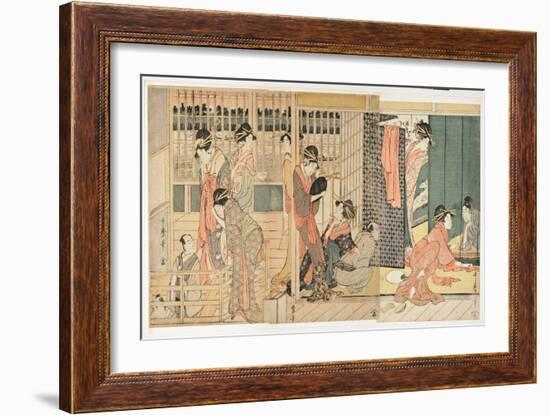 Scene Matinale Dans Une  Maison De Tolerance  (Karitaku) Japonaise - Estampe De Kitagawa Utamaro (1-Kitagawa Utamaro-Framed Giclee Print