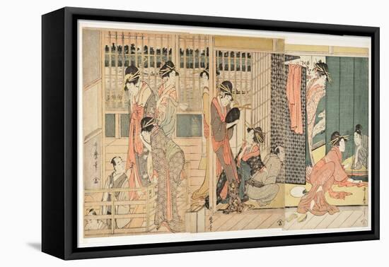 Scene Matinale Dans Une  Maison De Tolerance  (Karitaku) Japonaise - Estampe De Kitagawa Utamaro (1-Kitagawa Utamaro-Framed Premier Image Canvas