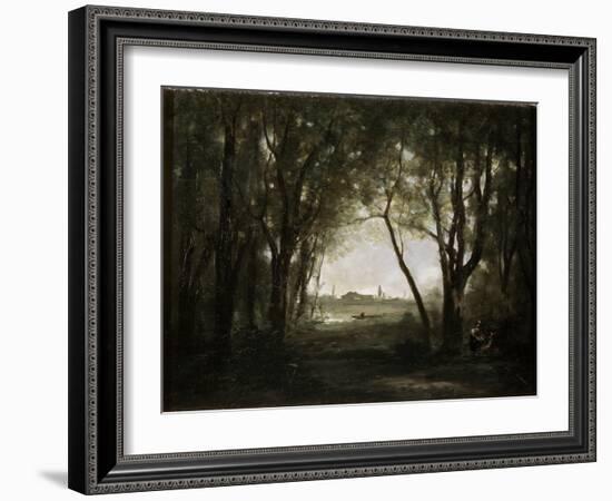 Scene Near a Lake, 1860-1873-Jean-Baptiste-Camille Corot-Framed Giclee Print