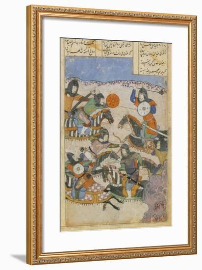 Scene of Battle Between Knights, Miniature from the Persian Tragic Romance of Khosrow and Shirin-null-Framed Giclee Print