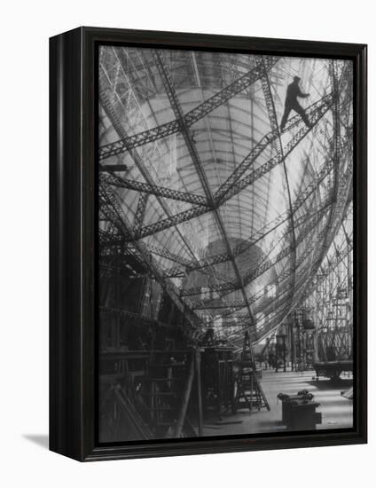 Scene of Construction of Graf Zeppelin at Fabrication Plant-null-Framed Premier Image Canvas