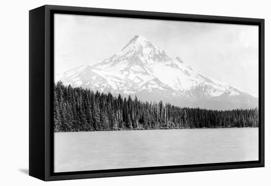 Scene of Mt. Hood from Lost Lake in Oregon Photograph - Mt. Hood, OR-Lantern Press-Framed Stretched Canvas