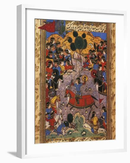 Scene of War, Miniature from a Manuscript by Shah Mahmud Al-Nishapuri, 1553-null-Framed Giclee Print