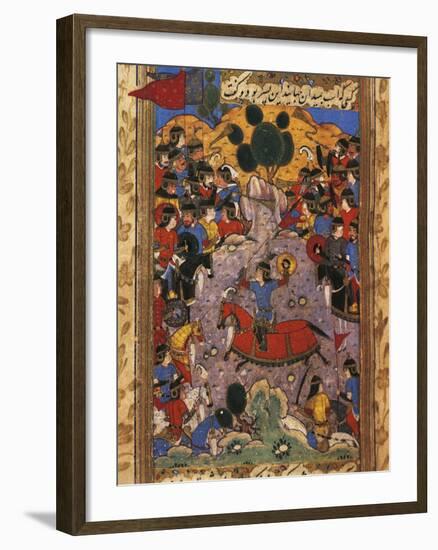 Scene of War, Miniature from a Manuscript by Shah Mahmud Al-Nishapuri, 1553-null-Framed Giclee Print