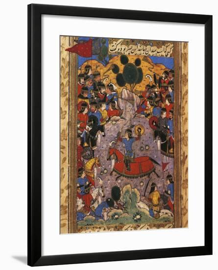 Scene of War, Miniature from a Manuscript by Shah Mahmud Al-Nishapuri, 1553-null-Framed Giclee Print