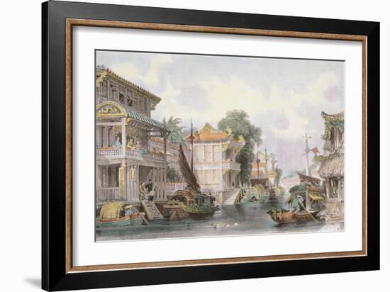 Scene on the Horan Canal Near Canton, C.1850-Thomas Allom-Framed Giclee Print